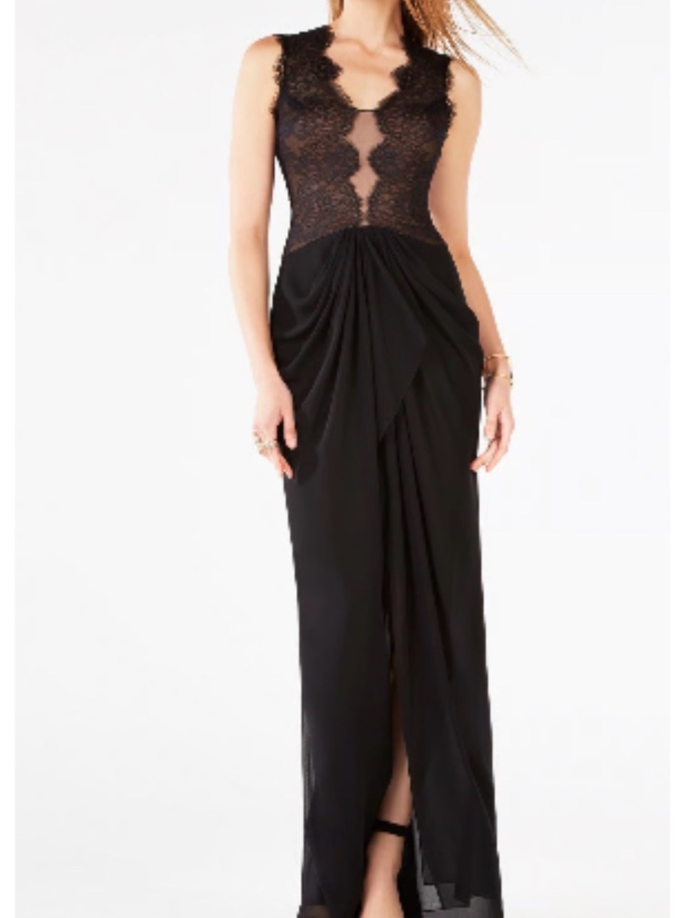 Venus Black Lace-Back Evening Gown